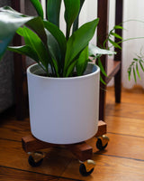 Stojak z drewna egzotycznego na kółkach krzyżak